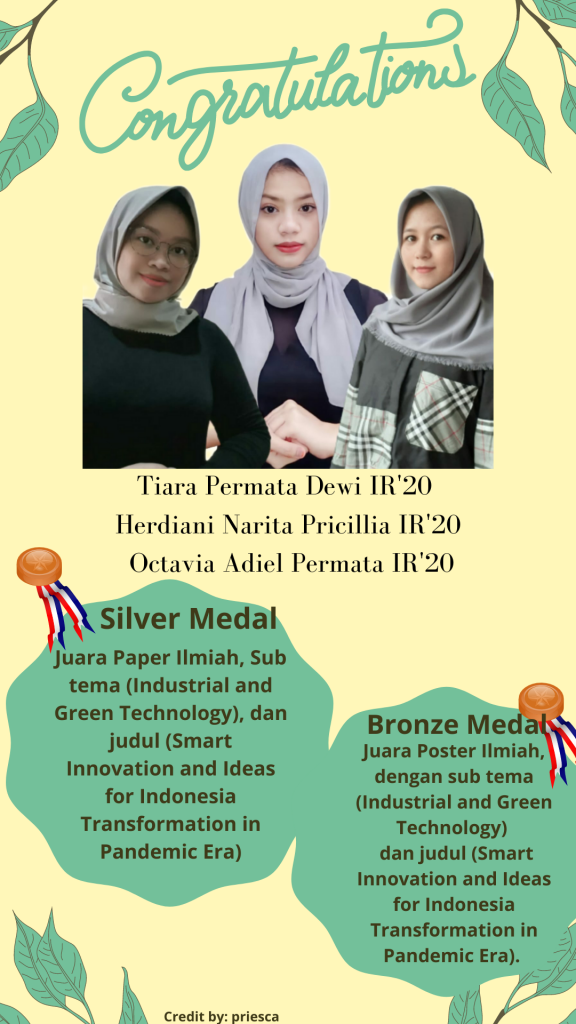 Tiara Permata Dewi, Herdiani Narita Pricillia, dan Octavia Adiel Permata, tiga mahasiswi Hubungan Internasional Universitas Pertamina angkatan 2020, berhasil meraih medali silver